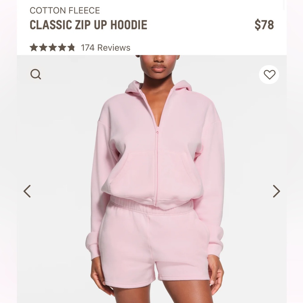 Skims classic zip hoodie pink